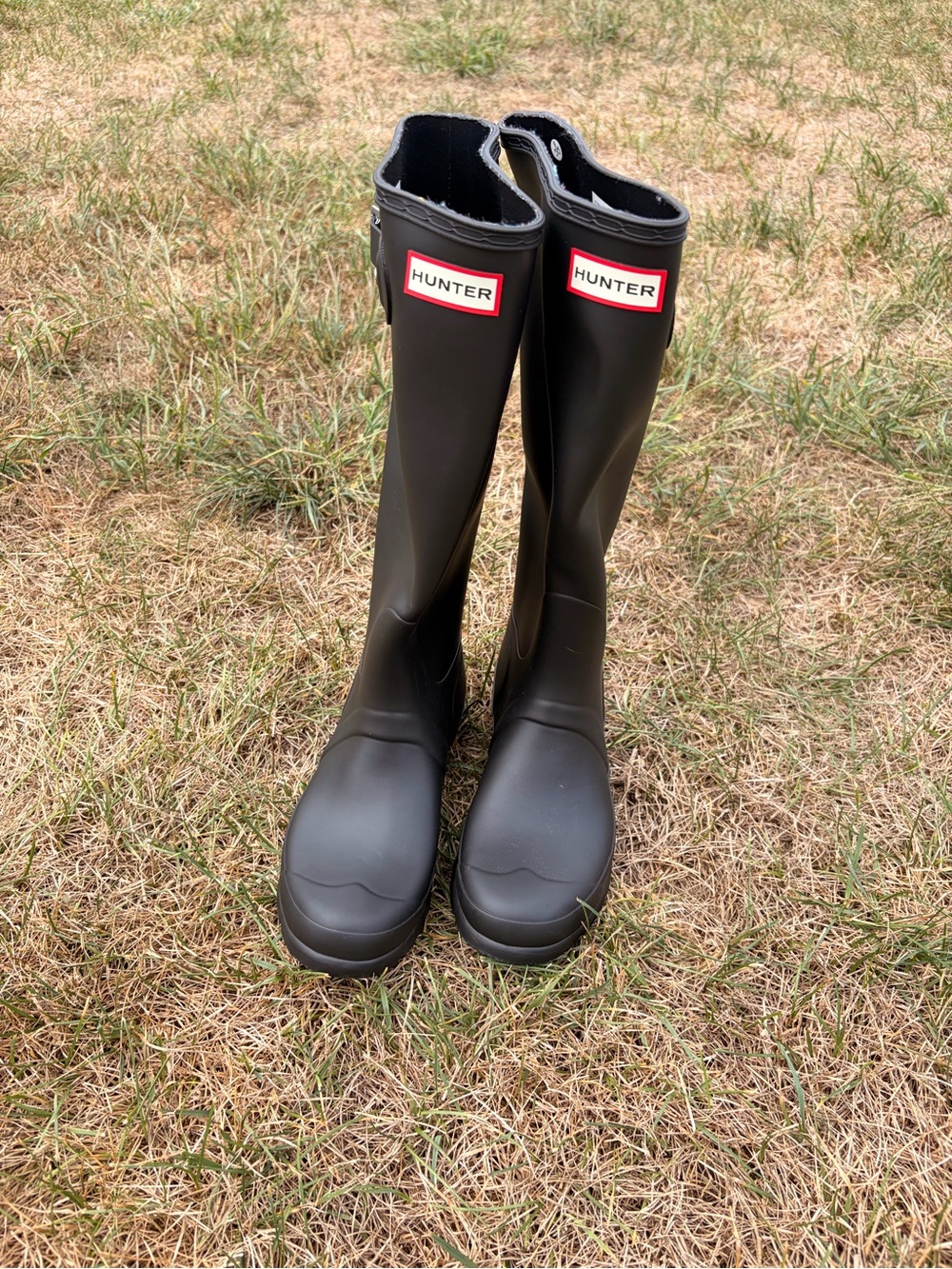 Hunter Black Rain Boot with Red Heel Accent